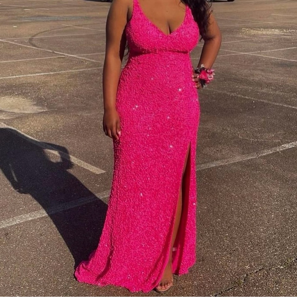 Sherri Hill Hot Pink Sequin Gown